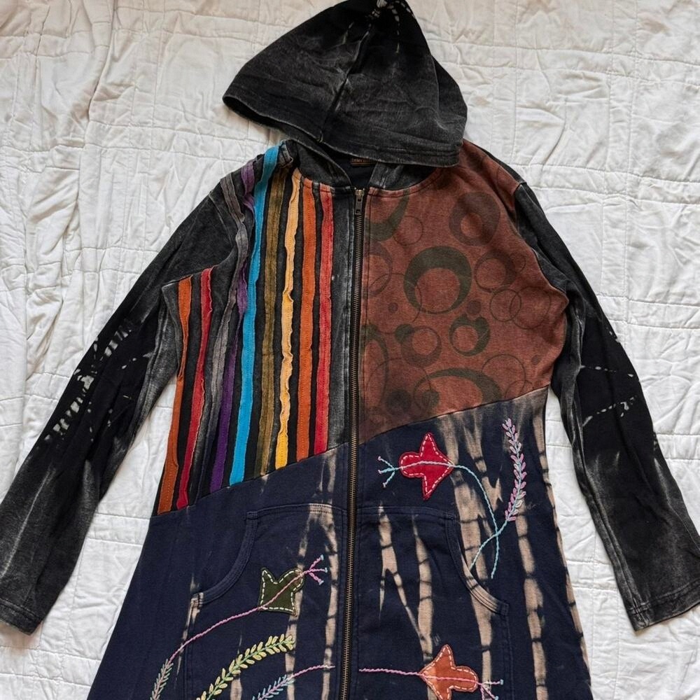 Multicolor Hooded Patchwork Jacket - image 2